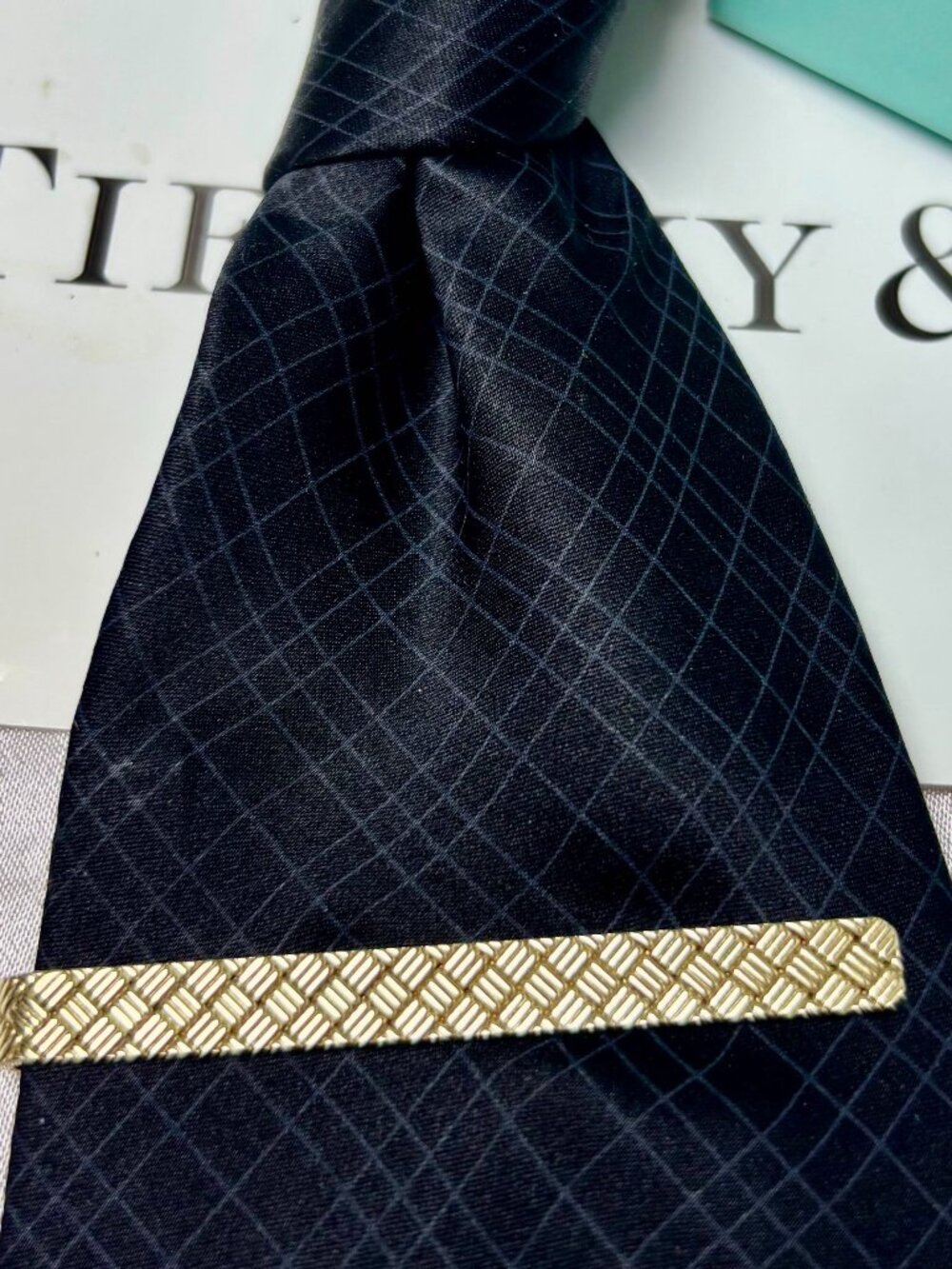 Tiffany & Co. Estate Weave design Tie Clip/Tie Bar in 14K Yellow Gold.